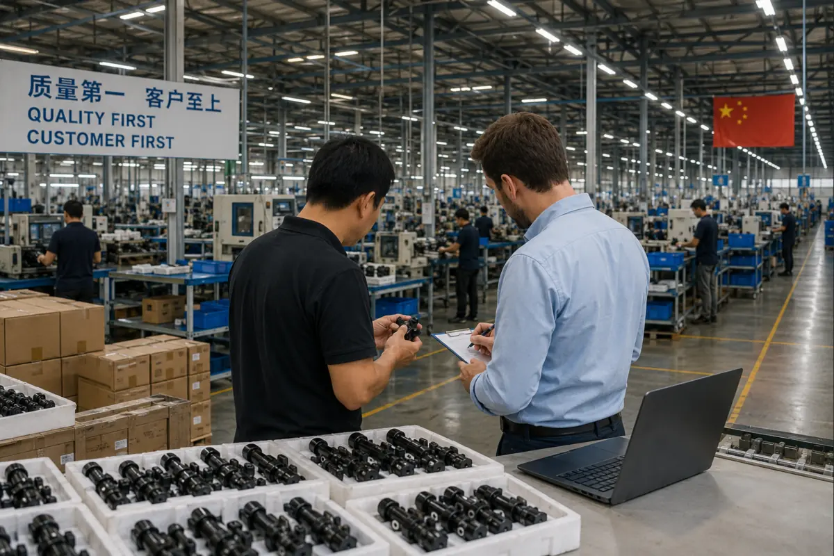 Fabricant chinois présentant un échantillon produit avant validation de production