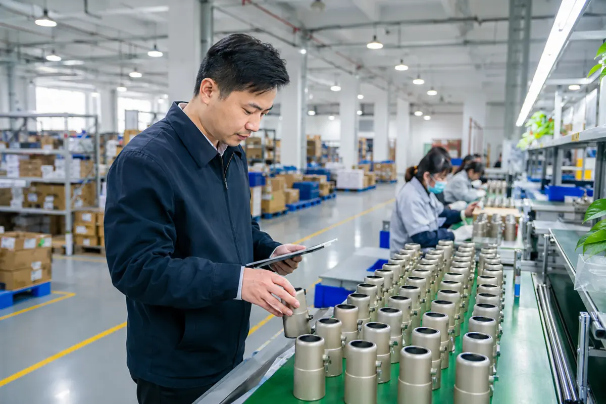Contrôle qualité en usine de production en Chine, équipe SINOROADLINK sur site